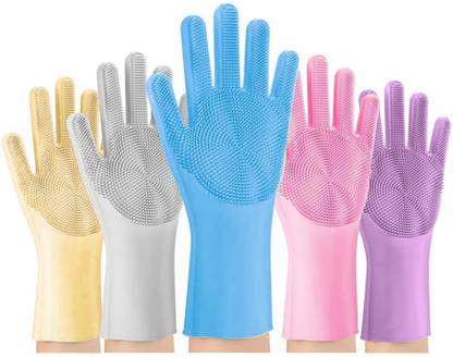 Nivrutti Scrubbing Silicone Gloves Household Safety Wash Scrubber 048 Wet and Dry Glove