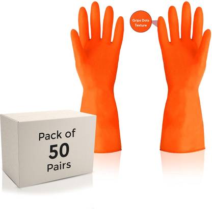 Spotview Heavy Duty Rubber Hand gloves|50 Pair for Dishwashing,gardening,kitchen cleaning Wet and Dry Glove Set