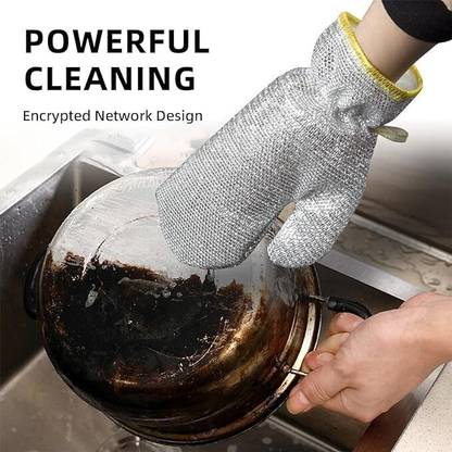 WebDealz Pack of 1 Dishwashing Gloves,Steel Wire Insulated,Waterproof & Reusable x1.147 Dishwash Bar