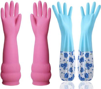 RBGIIT 14 Inch Elbow Length Dishwashing Industrial Gardening Cleaning Hand Gloves Wet and Dry Glove Set