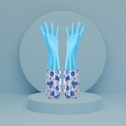 Eopzo PVC Flock lined Heavy Duty Hand gloves for Dishwashing Wet and Dry Glove Set