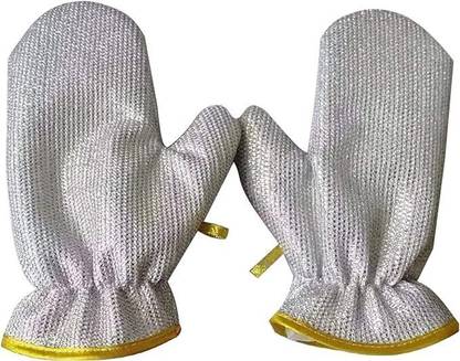 CRAZYABBS Wire Dishwashing Gloves Kitchen Household Cleaning Reusable Wet and Dry Glove Wet and Dry Glove
