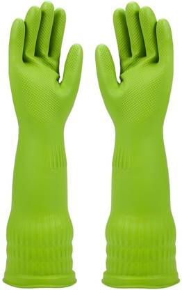 MAAUVTOR Reusable Household Rubber Dishwashing Kitchen Cleaning Hand gloves Waterproof Wet and Dry Glove Set
