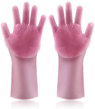 Three Secondz Reusable Brush Heat Resistant Gloves Kitchen Tool Wet and Dry Glove