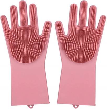 NAMO Silicone Dish Washing Gloves with Wash Scrubber Wet and Dry Disposable Glove