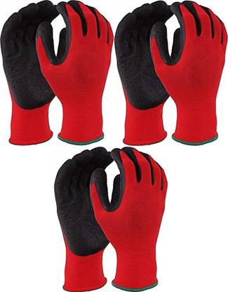 RBGIIT Cut Resistant Arms Protection Heavy Duty Works Factory Labour RB-3 Nylon, Rubber  Safety Gloves