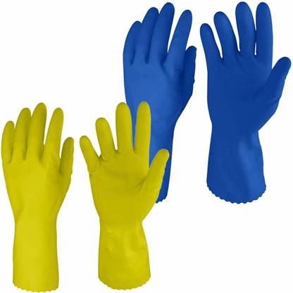 RBGIIT Rubberex Flock Lined Cleaning Hand Gloves Rubber Hand Gloves for Cleaning, Gardening, Dish-Washing, scrubbing, Kitchen. Flock-Lined Multi-Purpose, Anti-Slip Natural Latex Imported Gloves Premium Reusable Rubber Cleaning Gloves Set | Hand Gloves Free Size for Washing, Cleaning Kitchen, Gardening Cleaning Gloves - Home, Kitchen, Dish Washing, Bathroom, Toilet -Acid Oil & Caustic Chemical ResistantBGI_A22 Wet and Dry Disposable Glove Set