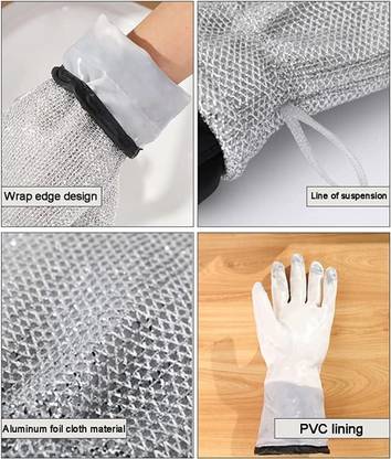 WebDealz Pack of 1 Dishwashing Gloves,Steel Wire Insulated,Waterproof & Reusable x1.146 Dishwash Bar