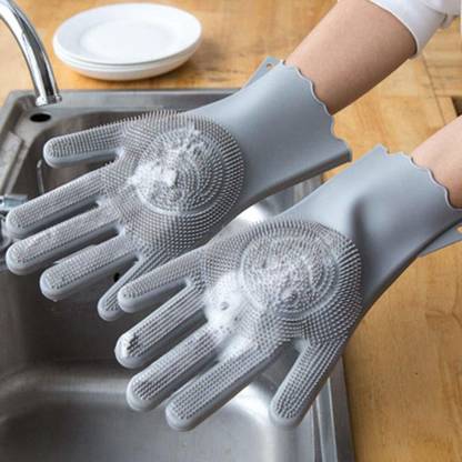 EdenSoul EdenSoul Silicone Dish Washing Hand Gloves (Large) 1 Pair Wet and Dry Glove (Large) Wet and Dry Disposable Glove