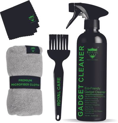 ROYAL CARE PROFFESSIONAL Gadget Cleaner Spray(500ml)+2 Pcs Microfiber Cloths + 1Pcs Cleaning Brush for Computers, Gaming, Laptops, Mobiles