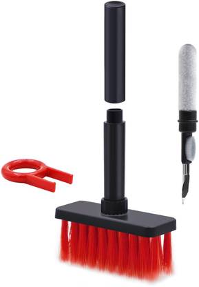 ELECTRO WOLF 5 in 1 Cleaning Brush Tool Kit - Corner Gap Duster Key-Cap Puller (Black/Red) for Computers, Gaming, Laptops, Mobiles