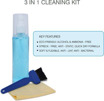 F5 SmartTech 3-in-1 Tech Cleaner with Brush & Cloth (100ml) for Computers, Laptops, Mobiles