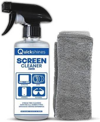Quickshines Screen Cleaner Spray with Microfiber Cloth – Streak-Free Shine for Laptops, Computers, Mobiles, Gaming