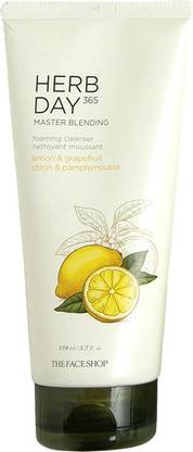 The Face Shop HERB DAY 365 Master Blending Foaming Cleanser- Lemon & Grapefruit Face Wash