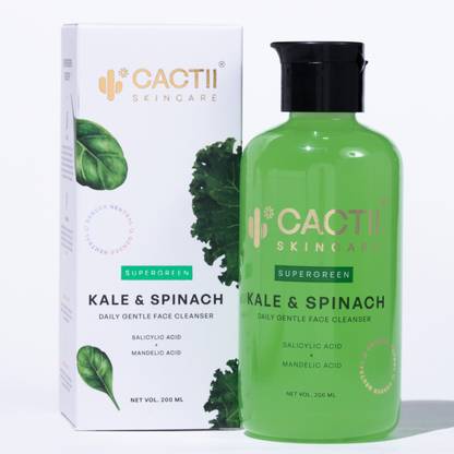 CACTII Kale, Spinach, Daily Gentle Face Cleanser for All Skin Types Face Wash