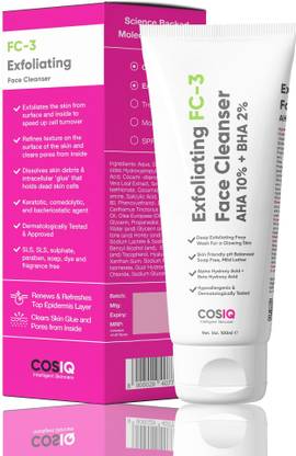 Cos-IQ Exfoliating FC-3 Face Cleanser AHA 10% + BHA 2% Deep  Face Wash