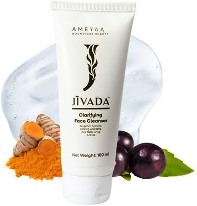 Jivada Face Cleanser With Rice Water, Turmeric & Aloevera | Brightens Skin, Treats Acne Face Wash