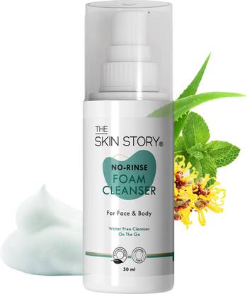 The Skin Story No Rinse Foam Cleanser, Waterless Cleansing Face & Body Wash Aloevera Prebiotic Face Wash