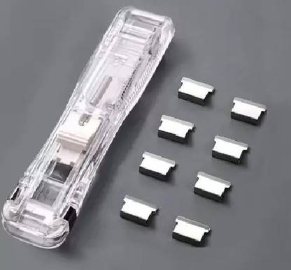 Shield plus 2 IN 1 PORTABLE FAST CLAM STAMPLER STAINLESS STEEL PAPER CLAM CLIP REUSABLE (1PCS STAPLER + 50 CLIP)