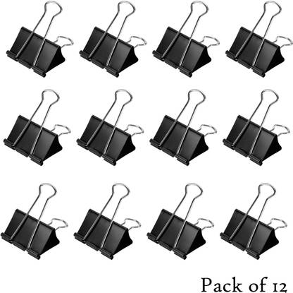 Eduway 32 mm Black Binder Clip | Heavy-Duty Binder Clamp for Files, Notes Large Stainless Steel Binder Clip