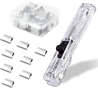 ALAMPAR Clamp Stapler Reusable Portable Handheld Paper Clam Clip Dispenser Medium Steel paper clip