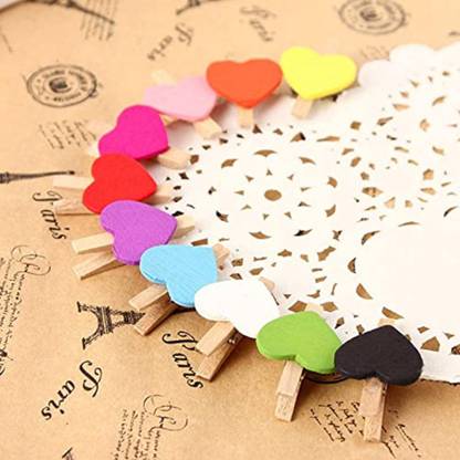 Extraposh Set of 10 Medium Wooden Heart Wooden Cloth Clips