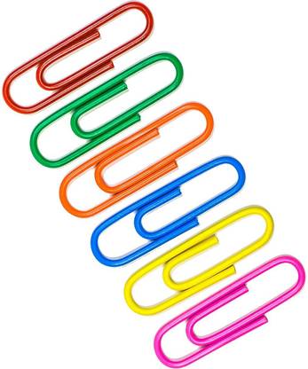 ELGRO Gem paper Clip Multicolored 100 Nos. 28 MM Plastic coated Metal U Shaped gem Clip