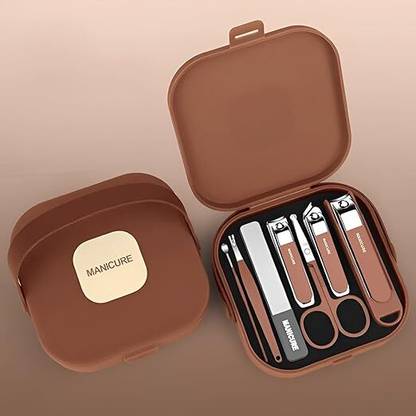 NEWMLNE 7-in-1 Manicure Pedicure Kit with Stylish Case for Men Women Premium Steel Tools Pet Grooming Clipper Blade Case