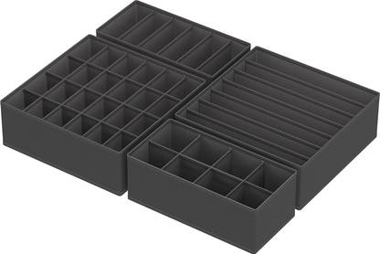 BlackBoxes Closet Underwear Organizer Drawer Divider 4 Set, Black Closet Divider