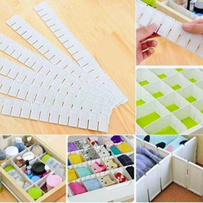 AnjaniputrA Plastic Strips Separators Cabinet Storage Box Socks/Makeup Drawer Divider