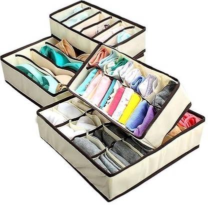 VYATIRANG 4 Pcs Foldable Storage Box Drawer Divider Innerwear Storage Closet Divider