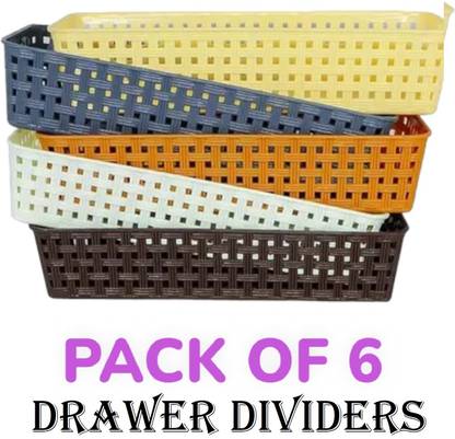GONAZO 6Pc Plastic Multipurpose Desk Organizer Tray Office Drawer Dividers Storage Bins Drawer Divider