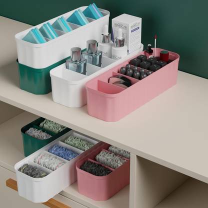 DEEJET 4 PC Socks/Underwear 5-Compartment Storage Boxes Socks&Closet Organizer Drawer Divider