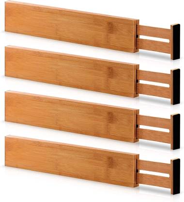 Cereto Bamboo Drawer Dividers Organizers - Expandable Drawer Organization Size 13"-17" Drawer Divider