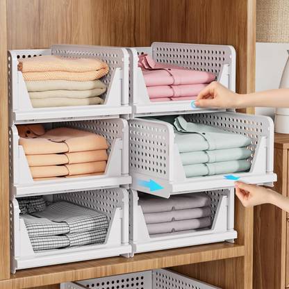 VRPRIME Large Wardrobe Cloth Organizer for Storage Cupboard Organizer Rack for Clothes PP Collapsible Wardrobe
