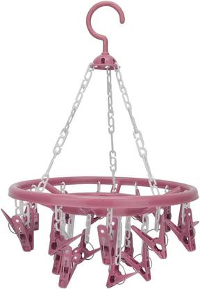 KOGENT ENTERPRISES Plastic Ceiling Cloth Dryer Stand Plastic Clothes Drying Hanger with 16 Clips Plastic Cloth Clips