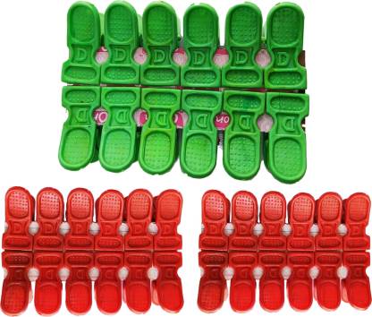 VarietyZone Variety Zone Drying and Hanging Clips Set Red 24 Pieces Green12 Pieces Plastic Cloth Clips