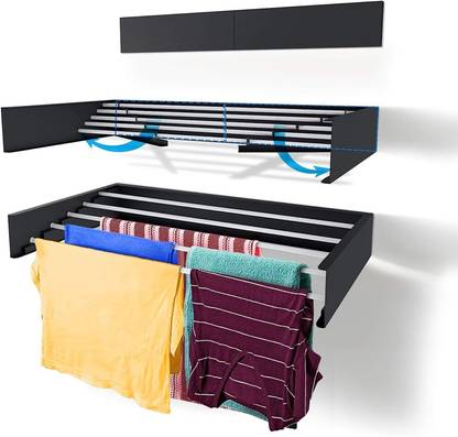 JD FRESH Steel Wall Cloth Dryer Stand Foldable Wall Mount Cloth Drying Stand Cloth Drying Stand