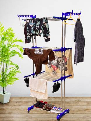 TNC by TNC Steel, Plastic, Aluminium Wall Cloth Dryer Stand T-CDS-3TIER-B2SS-0218