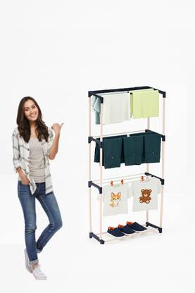 SRMAJI STORE Plastic Ceiling Cloth Dryer Stand 4 Tier Premium Heavy Duty Plastic PVC Foldable Cloth Drying Stand