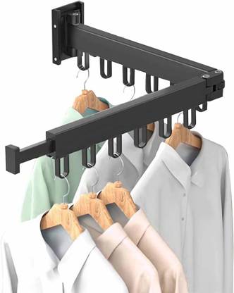 HomeFast Aluminium Wall Cloth Dryer Stand Clothes Drying Rack Wall Mounted, Foldable Clothes Airer with Hooks