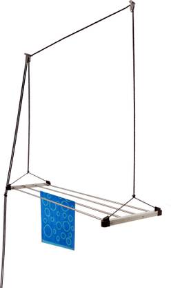 RAINBOW DRYWELL Steel Ceiling Cloth Dryer Stand 4 Pipes 3 Feet Economy Heavy Duty UV Protected Nylon Single Rope Operated Dryer