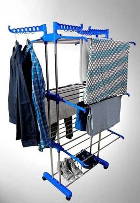 Unizone Steel, Plastic, Aluminium Floor Cloth Dryer Stand 3 Layer 2 Poll Cloth Drying Stand 12 Month Warranty
