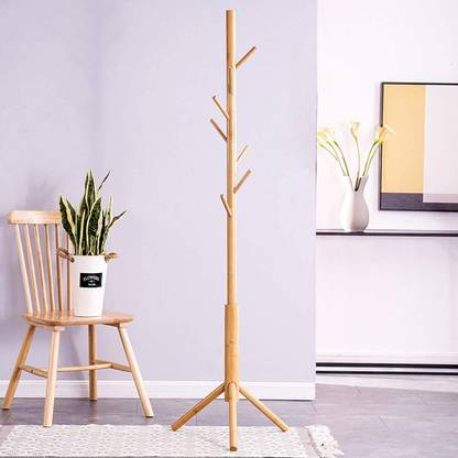 Naayaab Craft Wood Floor Cloth Dryer Stand Free Standing Tree Shape Clothes Stand With Side Hooks For Home, Office & Hall