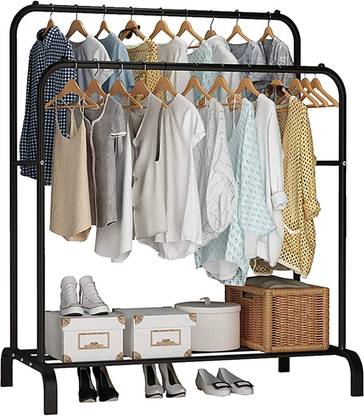 IRIS Steel Floor Cloth Dryer Stand Multipurpose Clothes Rack with Bottom Shelf