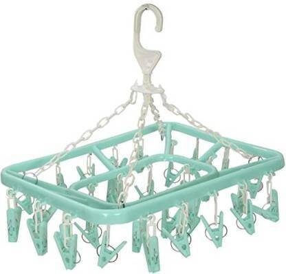 Collectrio Plastic Ceiling Cloth Dryer Stand Plastic Ceiling Cloth Dryer Stand 24 Clothes Clip Laundry Clothesline Hanging
