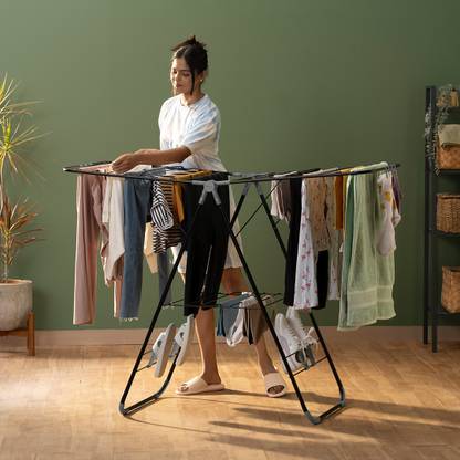 BonKaso Steel Floor Cloth Dryer Stand Durable & Multipurpose Rust-Proof Foldable Cloth Drying Rack