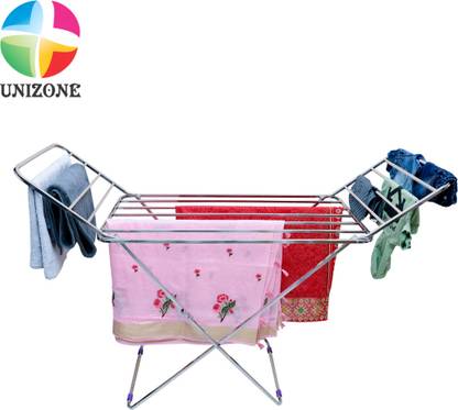 Unizone Steel, Plastic, Aluminium Floor Cloth Dryer Stand (Palang Medium) 12 Month Warranty Foldable
