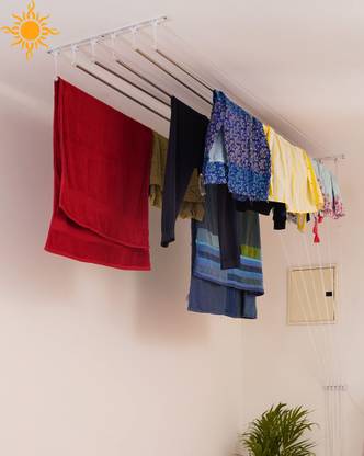 ATM Enterprises Steel Ceiling Cloth Dryer Stand 5 Feet 6 Pipes set with Metal Channel(Extra Cones & Caps