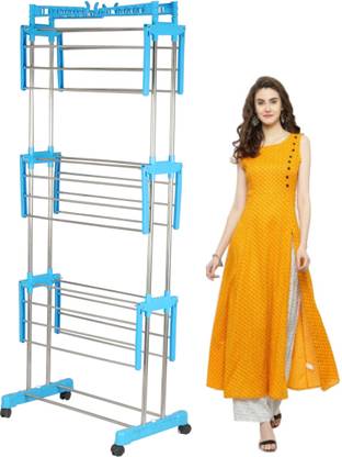 RAFTTAR Steel, Plastic Floor Cloth Dryer Stand RF Stainless Steel Foldable CLOTH DRYER STAND (3 TIER)